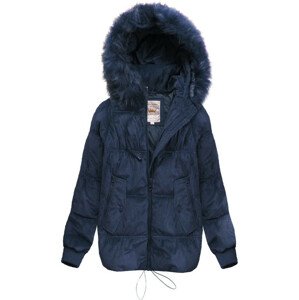 Dámska menčestrová zimná bunda s kapucňou LD-7696 - Libland L tmavo modrá