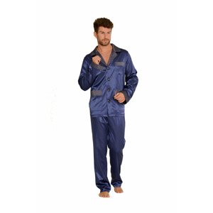 Pánske saténové pyžamo DE LAFENSE 939 tmavě modrá 3xl