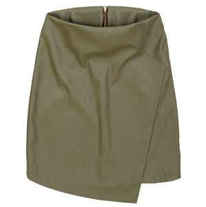 Preložená obálkovať dámska sukňa v khaki farbe z eko kože (GOOD111) khaki XS (34)