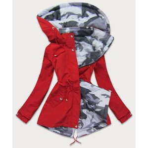 Obojstranná červená-moro dámska bunda parka s kapucňou (XW665X) odcienie czerwieni XXL (44)
