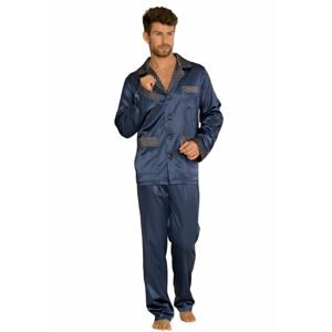 Saténové pánske pyžamo Adam tmavo modré modrá 3XL
