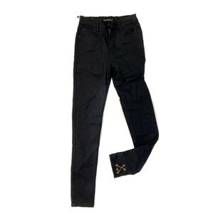 Čierne džínsové nohavice typu high waist s retiazkami na nohaviciach 1300 - Zoio čierna XS