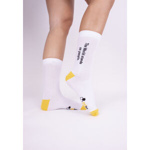 Pánske ponožky BeSox One 8436 - GoldBee biela a žltá 41-46