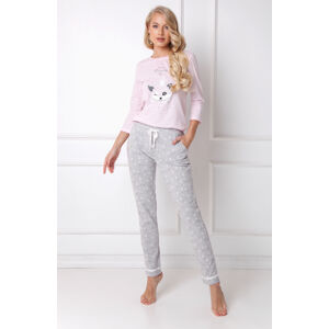 Dámske pyžamo Therry Long - Aruelle ružová - šedá XL