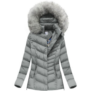 Dámska zimná bunda s kapucňou W583 - Speed.A šedá XL