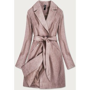 Dámsky kabát v staroružovej farbe s drobným károvaným vzorom (2706) ružová S (36)