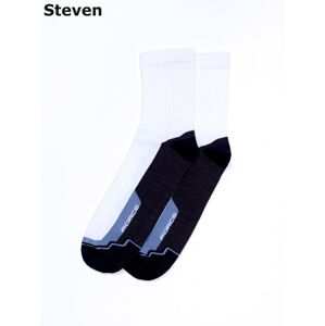 Biele a šedé rebrované športové ponožky STEVEN 35-37