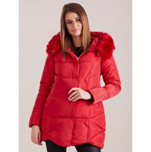 Červená zimná bunda s kapucňou S