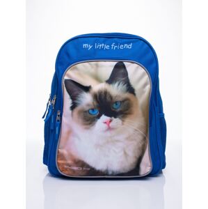 Modrý batoh pre dievča s potlačou mačky ONE SIZE