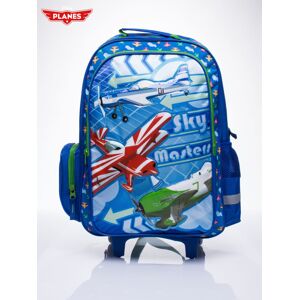 Modrý školský batoh na kolieskach s motívom lietadiel jedna veľkosť