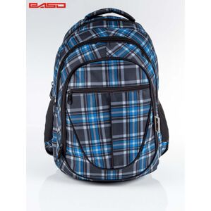 Čierno-modrý kockovaný školský batoh jedna velikost