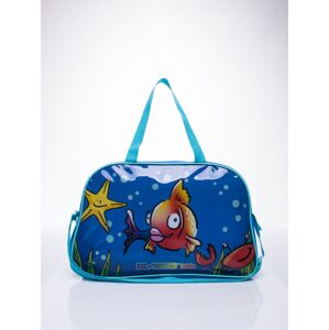 Modrá školská taška s potlačou rýb