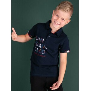 Námornícky modré chlapčenské polo tričko TOMMY LIFE s potlačou 152