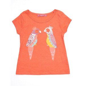 Dojčenské koralové tričko s farebnými papagájmi 86
