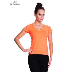 Dámske fluo oranžové pruhované športové tričko XS