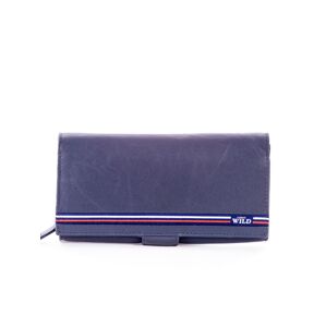 Modrá kožená peňaženka s chlopňou jedna veľkosť