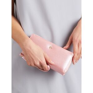Podlhovastá svetlo ružová perleťová peňaženka so zipsom jedna velikost