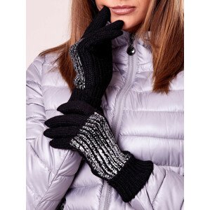 Čierne rukavice s vlnenou a striebornou aplikácií ONE SIZE
