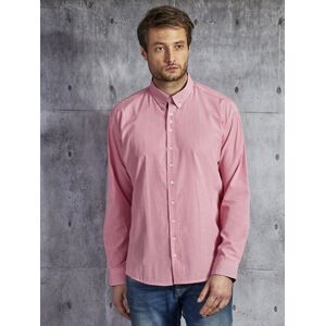 Pánska ružová košeľa s jemným károvaným vzorom s nášivkami na lakte PLUS VEĽKOSŤ 3XL