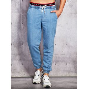 Pánske džínsy so sťahovacou šnúrkou v páse, modré S