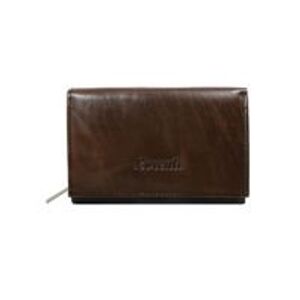 Hnedá kožená peňaženka s cvokom a zipsy jedna velikost
