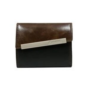 Dámska hnedá kožená peňaženka s asymetrickým zapínaním jedna velikost