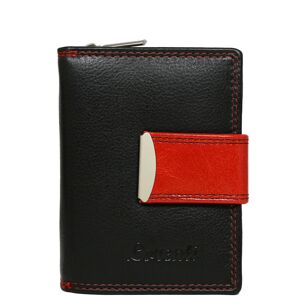 Čierna a červená kožená peňaženka so zipsom a západkou jedna velikost