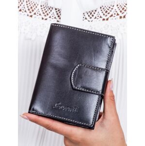 Dámska čierna kožená peňaženka s chlopňou jedna velikost