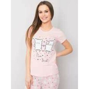 Svetlo ružové dámske bavlnené pyžamo XL