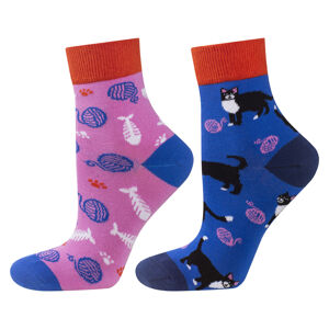 Nepárové ponožky SOXO GOOD STUFF - Mačky, ryba
