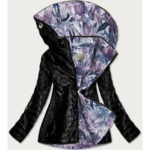 Čierna dámska bunda s ozdobnou podšívkou (MM21) vícebarevné XXL (44)