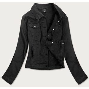 Jednoduchá čierna dámska džínsová bunda s vreckami (SA40) černá M (38)