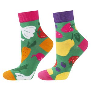 Nepárové ponožky SOXO GOOD STUFF - Ovocie, zelenina ZIELONY 35–40