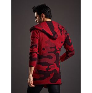 Pánsky červený sveter s asymetrickými gombíkmi XL