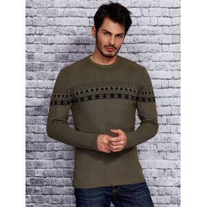 Pánsky khaki sveter so vzorom M