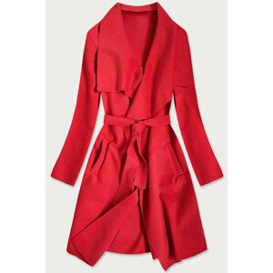 Červený minimalistický kabát (678ART) czerwony ONE SIZE