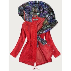 Červená / viacfarebná dámska bunda s ozdobnou kapucňou (YR2022) Červená S (36)