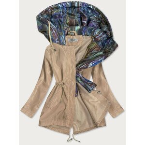 Béžová / viacfarebná dámska bunda s ozdobnou kapucňou (YR2022) Béžová M (38)