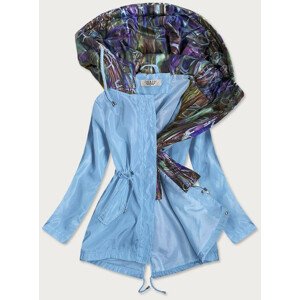 Svetlo modrá / viacfarebná dámska bunda s ozdobnou kapucňou (YR2022) Modrá S (36)
