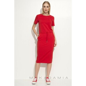 Dámske šaty na denné nosenie so zaväzovaním v páse červené - Červená - Makadamové M červená