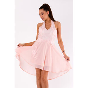 Dámske spoločenské šaty s asymetrickou sukňou bez rukávov ružovej - Ružová - EMAMODA ružová L